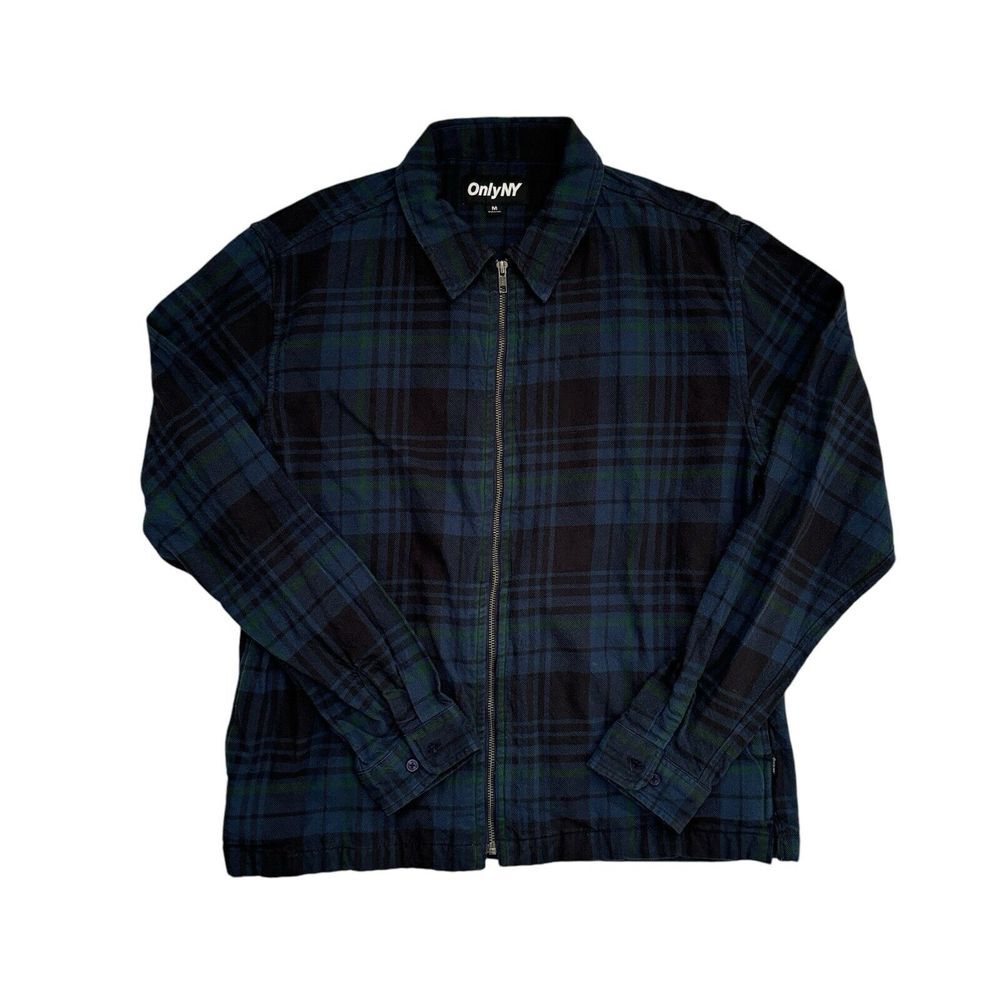Only‎ NY Zip Up Plaid Shirt Size Medium Blue/Multi